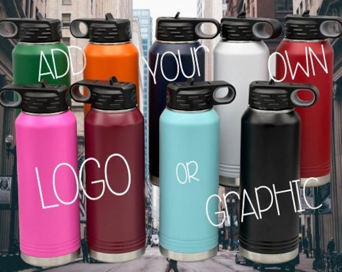 Personalized Business Logo, Custom ENGRAVED 32oz Water Bottle, Add Business Logo, Insulated Hydro Bottle, Vacuum Flask, Corporate Logo