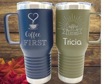 Personalized Coffee Mug with Lid, Insulated Stainless Steel Travel Mug