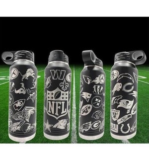 Sport Full Wrap Any Team, Custom Full Wrap 32oz Water Bottle, Baseball Football, Hockey, Soccer, 360 degree Design,
