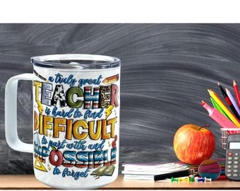 Teacher Stainless Coffee Mug, Ceramic mug, 15 Ounce, Teacher End of Year Gift, Educator, Gifted Mentor, Instructor, Tutor, Inspiration