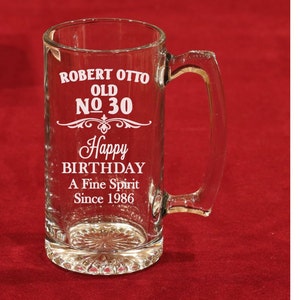 Birthday Beer Mug, Birthday, Beer Mug, Custom Beer Mug, Personalized mug, 50th birthday gift, 40th, 30th, 21st, Proper number 50 image 2