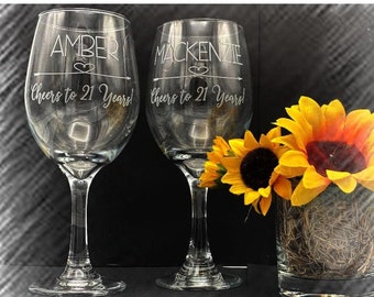 set of 4,Cheers to 65 years Wine Glass, Gift for Birthday, Birthday Wine Glass, birthday gift, 21st, 25th, 40th, 50th, 60th, 65th, 70th,75th