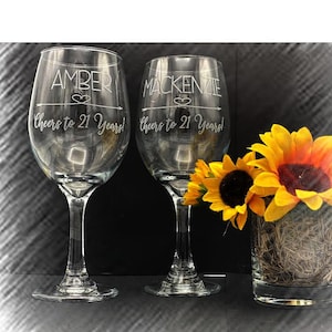 Birthday Wine Glass, Friend Birthday, Birthday Balloons, Fun Glass, Party Gift, Personalized, Custom Made, Dishwasher Safe, Fast Shipping