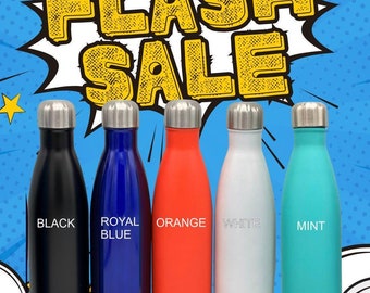 Blank 17 ounce Water Bottles, NO PERSONALIZATION  Black, White Royal Blue, Orange, Mint