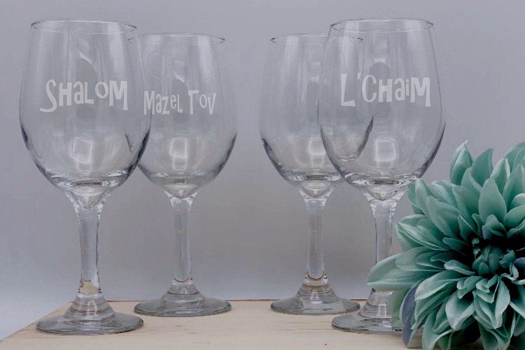 Hanukkah wine glasses