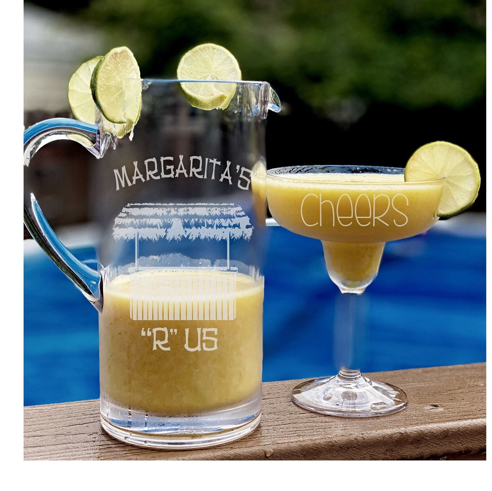 Margarita Set of 4 Glasses and Polycarbonate Pitcher with Pour Etsy