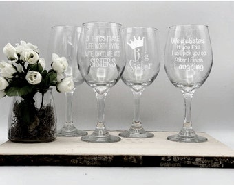 Engraved Sister Wine Glass, Personalized Sister Gift