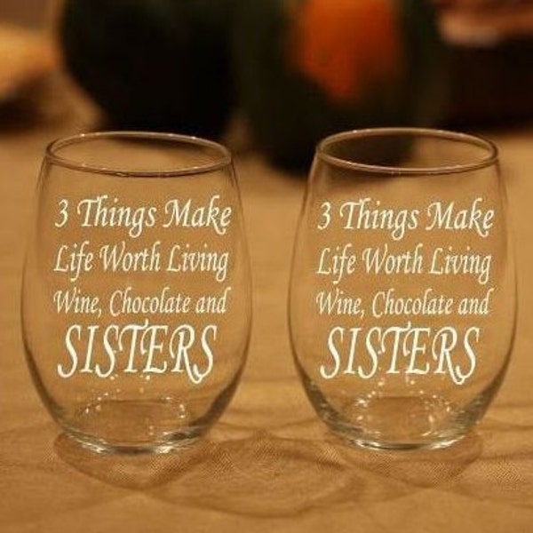 Sister Wine Glass, Custom sibling Wine Glass,1 wine glass, Engraved Sister Wine Glass,Sister Gift, Gift for Sister, Personalized Sister Gift