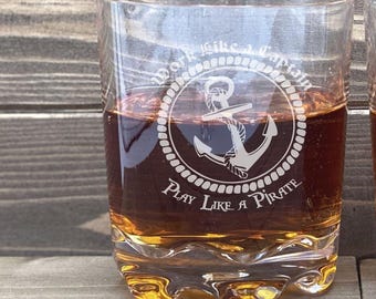 Nautical Polycarbonate Whiskey Glass, Boating Unbreakable Rock Glass,Sailor, Pirate, First Mate, Ahoy Me Matey, Naughty,Ships Wheel,Anchor,