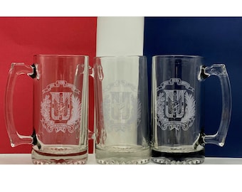 Republica Dominicana, laser etched Dominican flag, Dominican republic, beer mug, Latino, Dominican insignia, country flags, customized