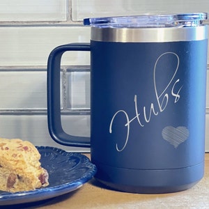 Insulated Coffee Cup, Valentine&#39;s Day Gift, For Him, Best Hubs Ever, Gift for Husband, Hubby Stainless Steel Coffee Cup,Birthday,Fathers day