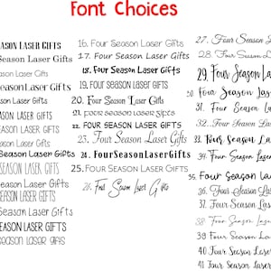 a list of font choices on a white background