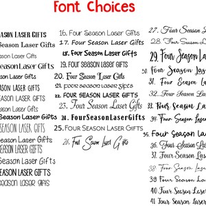 a list of font choices on a white background
