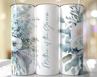 Personalized Floral Wedding Tumbler, 20oz Stainless Steel, Bridal Party Gift