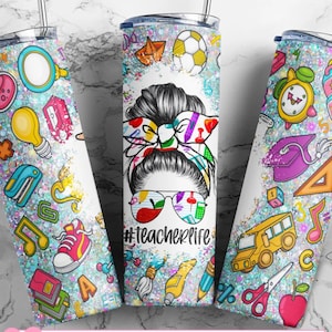 Teacher Life-beker van 20 oz, rommelig broodje, cadeau voor leraar