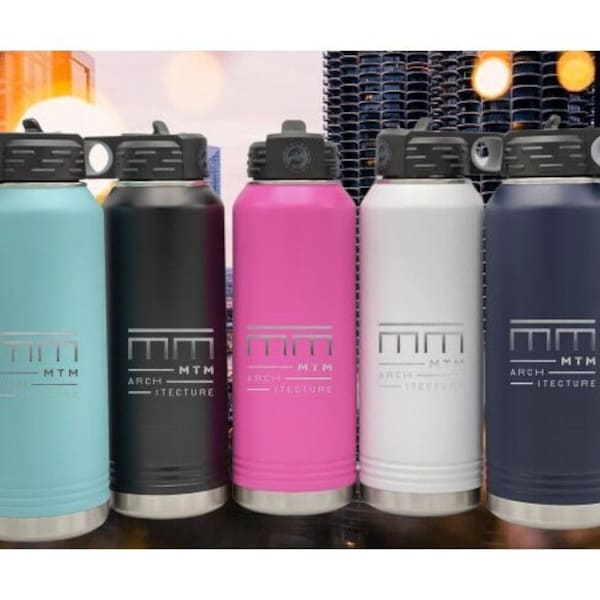 Personalized Business Logo, Custom ENGRAVED 32oz Water Bottle, Add Business Logo, Insulated Hydro Bottle, Vacuum Flask, Corporate Logo