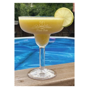 Durable Polycarbonate Large Margarita Glass, Personalized 16 ounce Margarita, Bachelorette Party, Tiki Bar, Boaters, Outdoor Patio Glassware