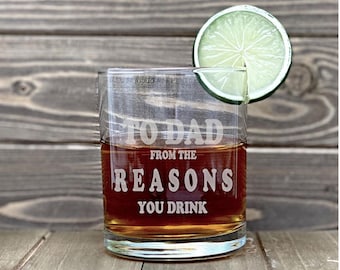 Para o papai Whiskey Rock Glass, Dia dos Pais, Pai, Pai, Rock Glass, Frase engraçada, Copo de uísque de aniversário, Copo do papai, Copo personalizado