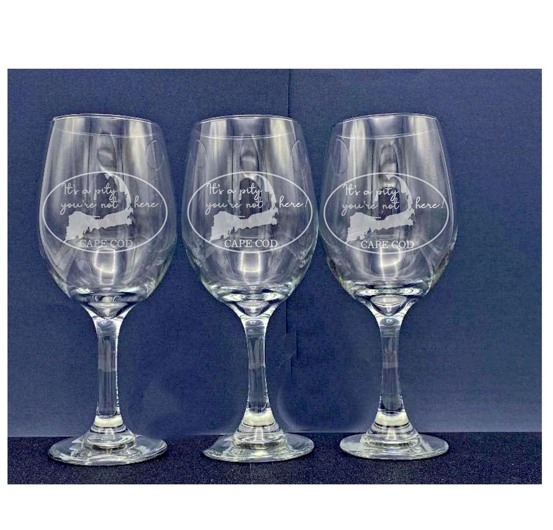 Wish You Were Here Wine Glass , Cape Cod, Long Island, Martha's