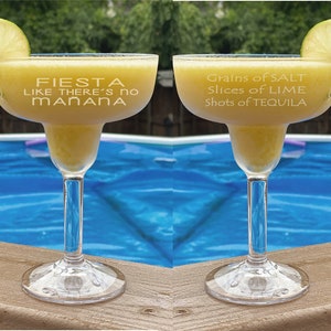 Durable Polycarbonate Margarita Glass, Large Margarita 16 ounces, Bachelorette Party, Tiki Bar Time, Boaters, Outdoor Patio Glassware