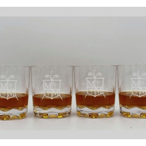 Monogrammed Golf Whiskey Glasses, Shatterproof Rocks Glass, Set of 4