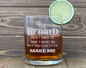 Vaso de whisky divertido para jubilados, vaso de roca, regalo para nuevos directivos