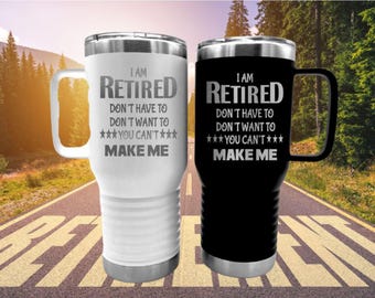 Personalized Insulated Coffee Mug, Retirement Gift, Stainless Steel Travel Mug