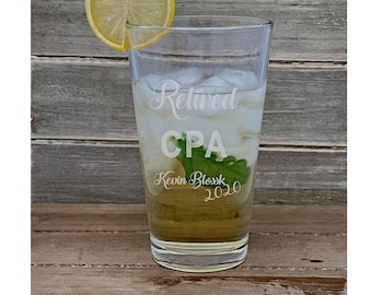 Pintas de cerveza de jubilación personalizadas, juego de 4, grabadas con láser