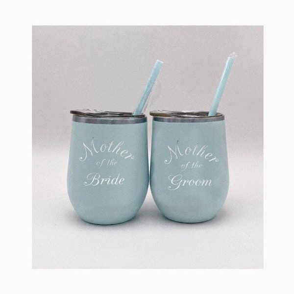 Wine Cup, Set of 2, Mother of the Bride, Mother of the Groom, Stepmother of Bride, Stepmother of Groom, Stepdad of Bride or Groom, Tumblers