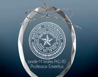 SALE Quality Glass Oval Ornament with Silver String,  Anytime Gift, Personalized, Laser Etched, Boxed, Add your Personalization, Keepsake
