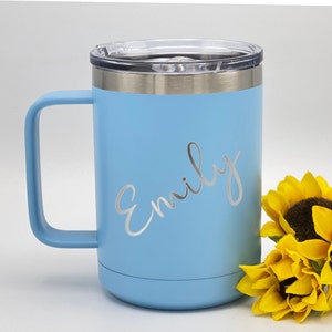 Personalized Coffee Mug, Coffee Mug with Lid, Insulated Coffee Mug, Gift for Her, Teacher Gift, Coffee Cup, Personalized Gift, Custom Mug