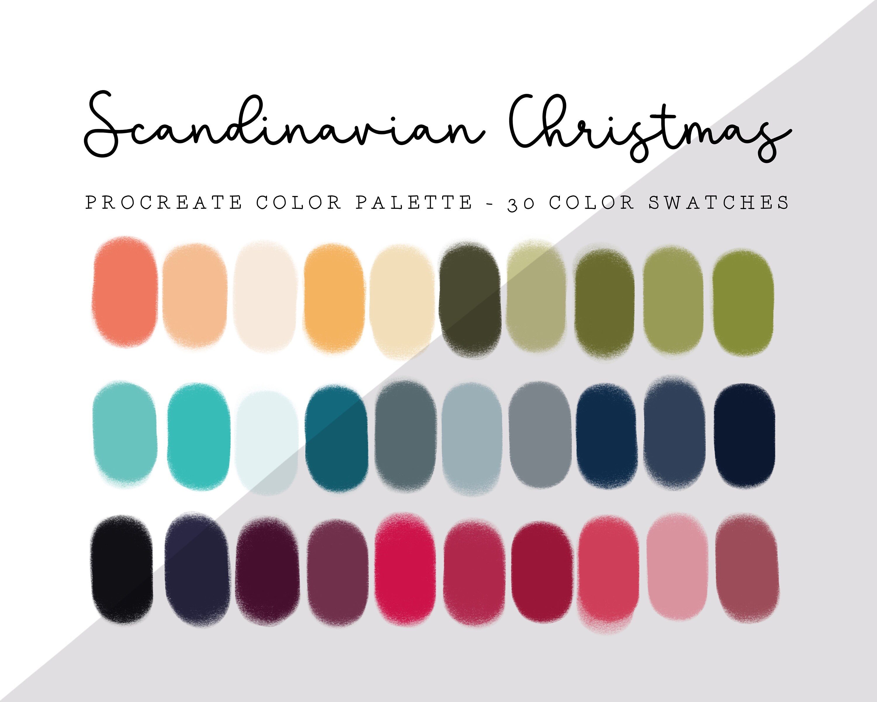 Scandinavian Christmas Procreate Color Palette Color Swatches - Etsy