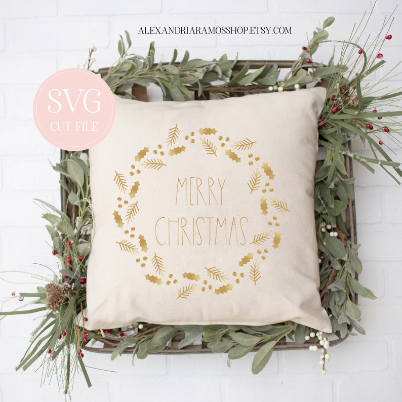 Download Merry Christmas Holly Wreath SVG cut files Christmas Jolly ...