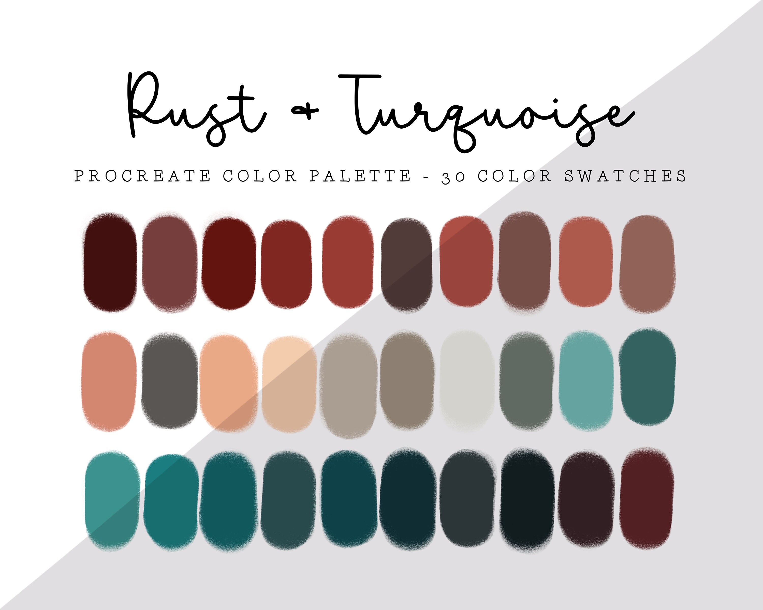 Rust & Turquoise Procreate Color Palette Color Swatches | Etsy