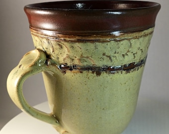 Taza de cerámica vidriada amarilla, 473 ml (16 oz), estilo rústico terroso, 1017GA