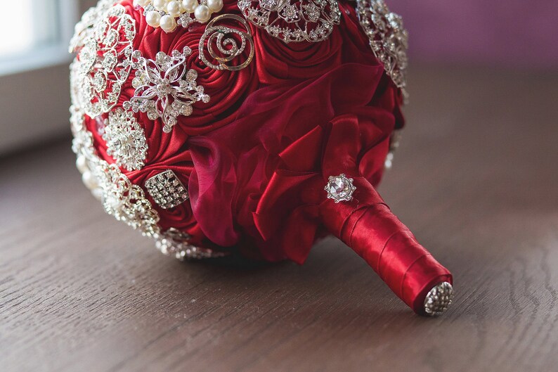 Brooch Bouquet Red Engagement Jeweled Bridesmaid Luxury Etsy