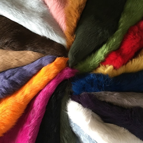 1x High Quality Dyed Rabbit Skin Pelt Real Fur - 20 Colours - for fly tying, fashion, soft furnishing, crafts, garments, photography prop,