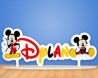 Personalized wooden name with Disney Mickey Mouse character decoration