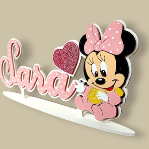 nome in legno personalizzato con decorazione baby topolino