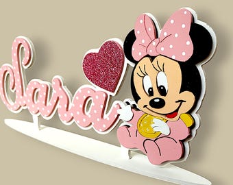 personalized wooden name with baby mouse decoration