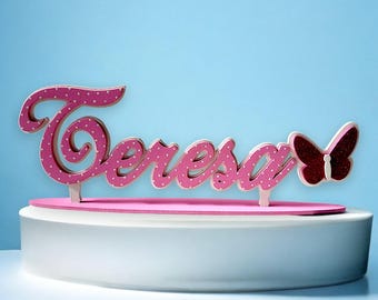 personalized wooden name with butterfly decoration