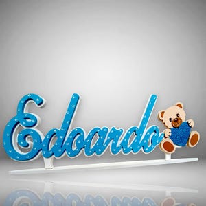 nome in legno personalizzato con decorazione orsetto