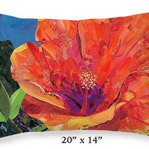 Throw Pillow Cover, Pillow, Hibiscus, Flowers, Floral, Orange, Tropical, Sanibel, Home Accents, Garden, Botanical, Hawaii, Gift image 2