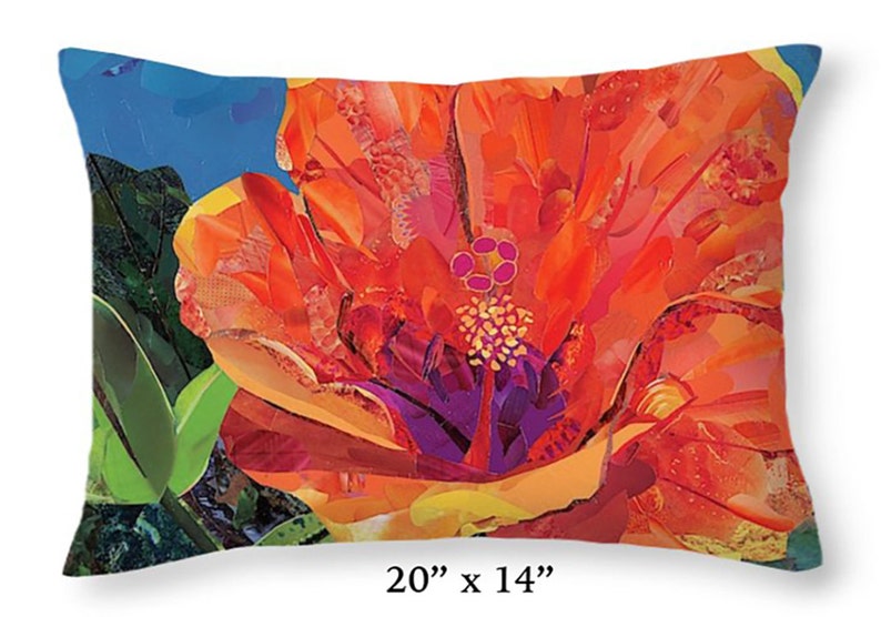 Throw Pillow Cover, Pillow, Hibiscus, Flowers, Floral, Orange, Tropical, Sanibel, Home Accents, Garden, Botanical, Hawaii, Gift image 2