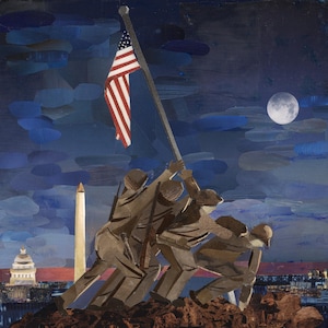 US Marines, Marine Corp, Marines, Iwo Jima, Semper Fi, Father&#39;s Day, Memorial, DC, Washington DC, Capitol, Statue, Flag, Magazine Collage