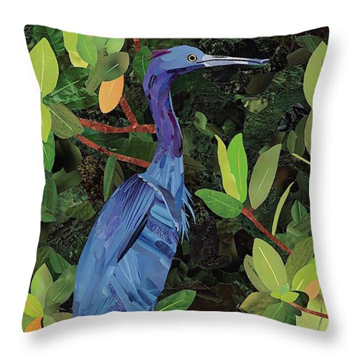 Throw Pillow Cover Pillow Heron Blue Heron Birds Beach Etsy