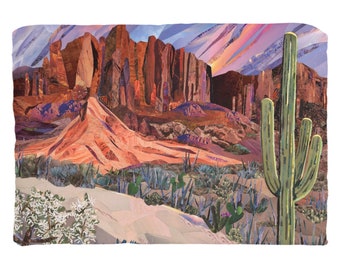 Desert Landscape, Cactus, Sedona, Superstition Mountains, Arizona, Sunset, Red Rocks, Southwest, AZ, Desert, Scottsdale, 8x10, 11x14, 16x20