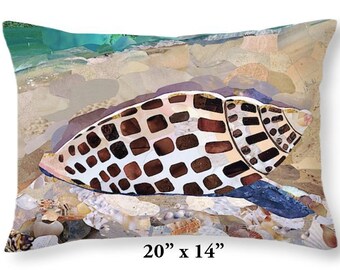 Throw Pillow Cover, Pillow, Junonia, Seashell, Shells, Coastal Decor, Sanibel, Housewarming Gift, Beach, Ocean, Florida, Seaside, Sand