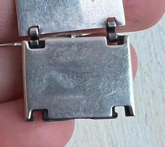 Dutch Panel Bracelet - Sterling Silver 1950s 7” B… - image 3