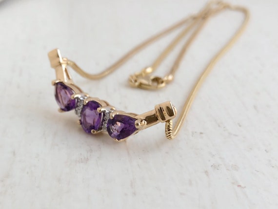 Vintage Amethyst Necklace - 14k Yellow Gold Purpl… - image 6